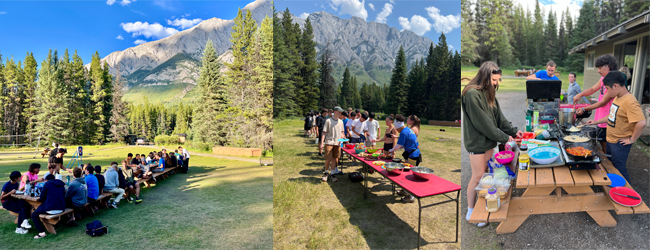 Tische und Bänke auf denen Kinder essen und selbst Essen zubereiten bei einer LISA! Sprachreise für Schüler in Calgary